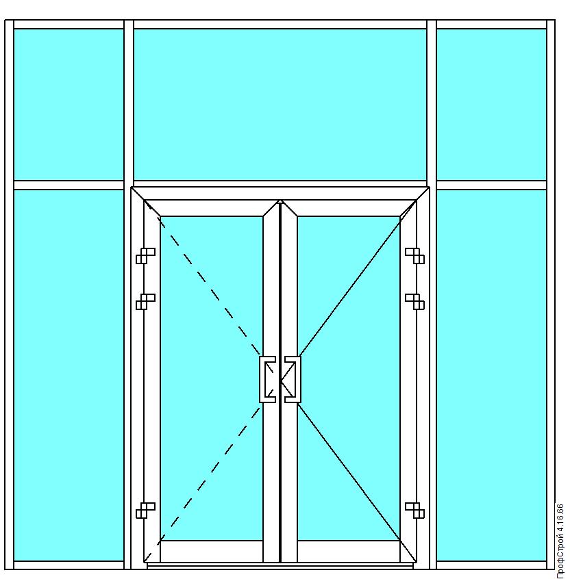 Витражная конструкция с дверью3000х3000